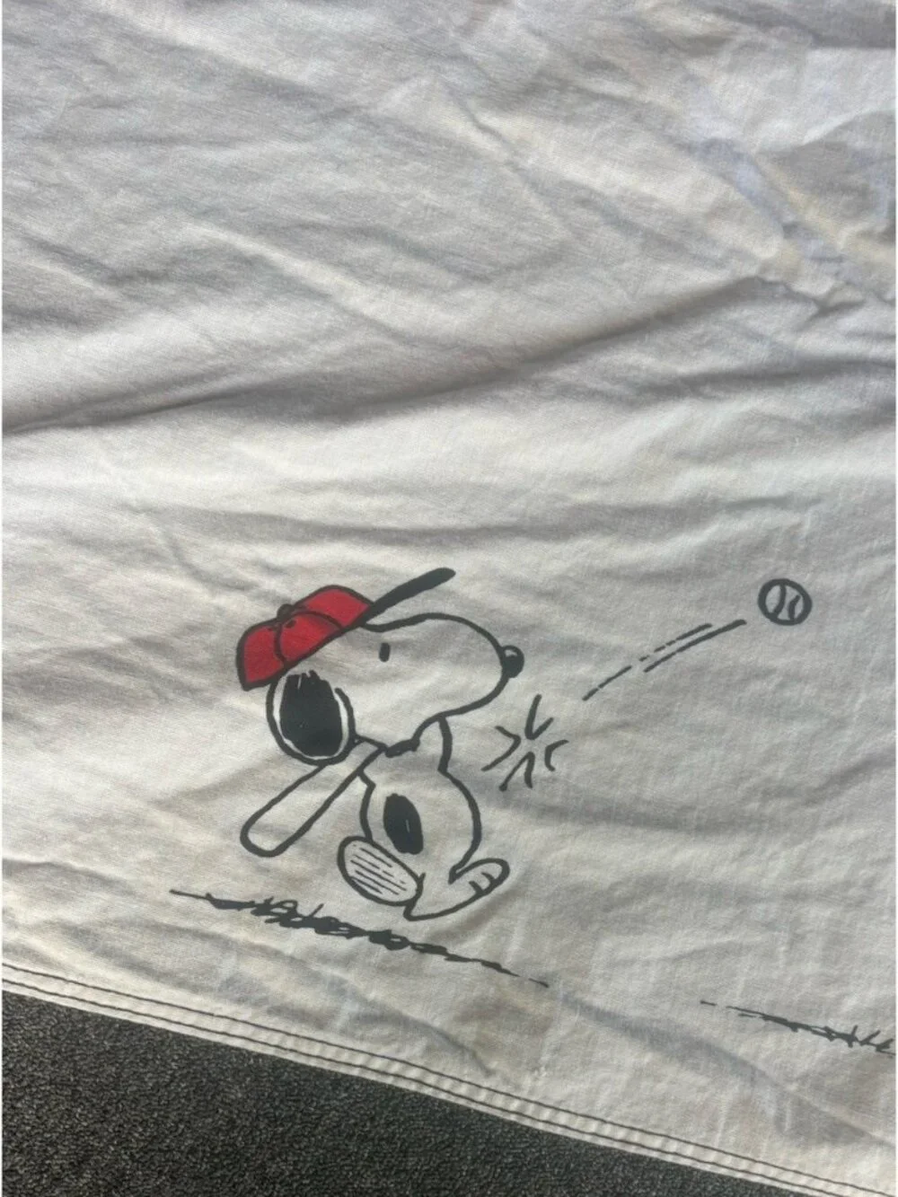 Vintage 70s/1970s SNOOPY & CHARLIE BROWN White Full Size Bedspread Blanket